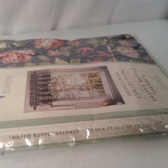 Waverly Garden Room Heirloom Collection Shaped Ruffle Valance 72x17 Blue Floral - Picture 8 of 12